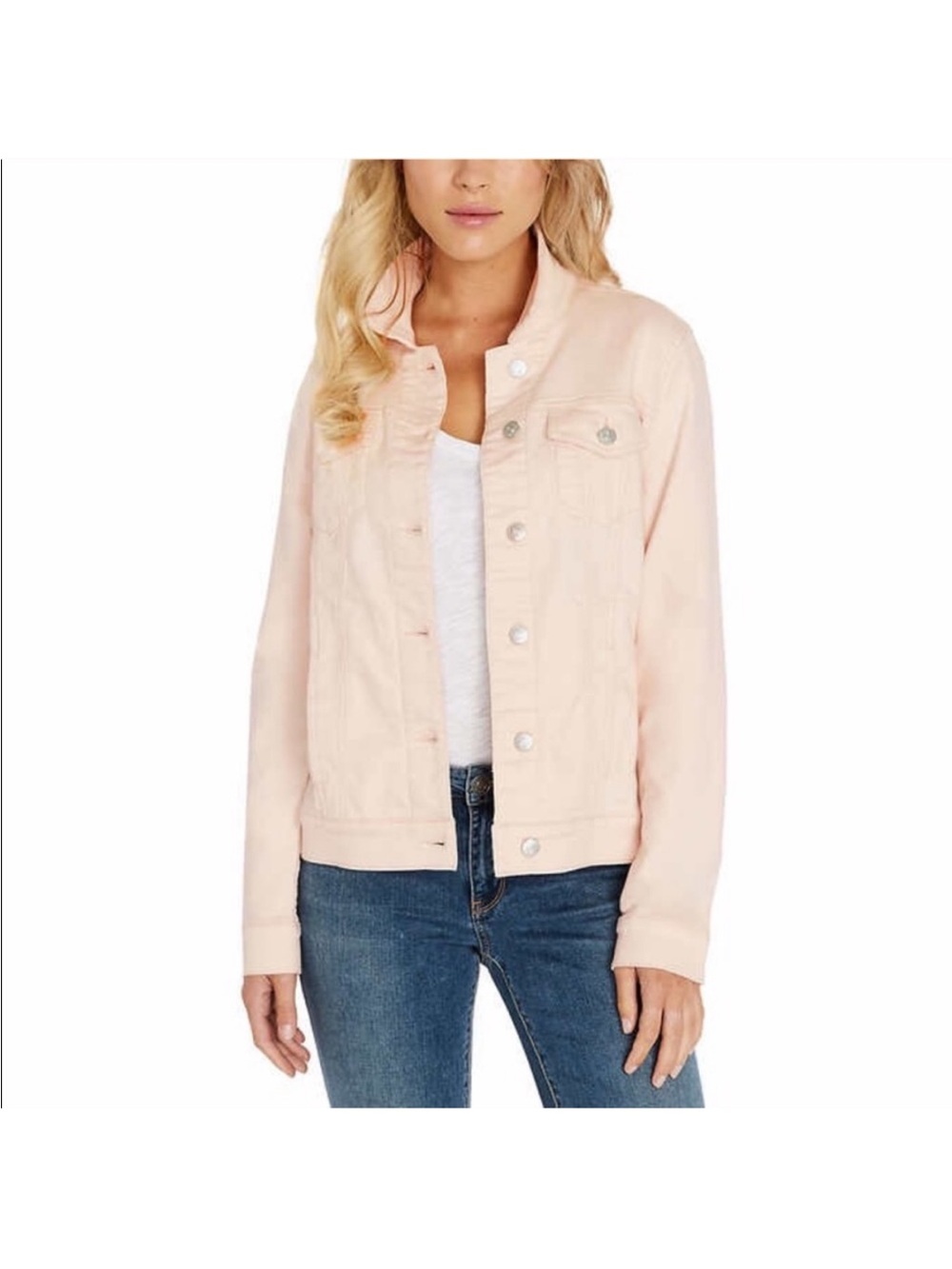 Buffalo David Bitton Pale Pink Denim Jacket with Silver Buttons